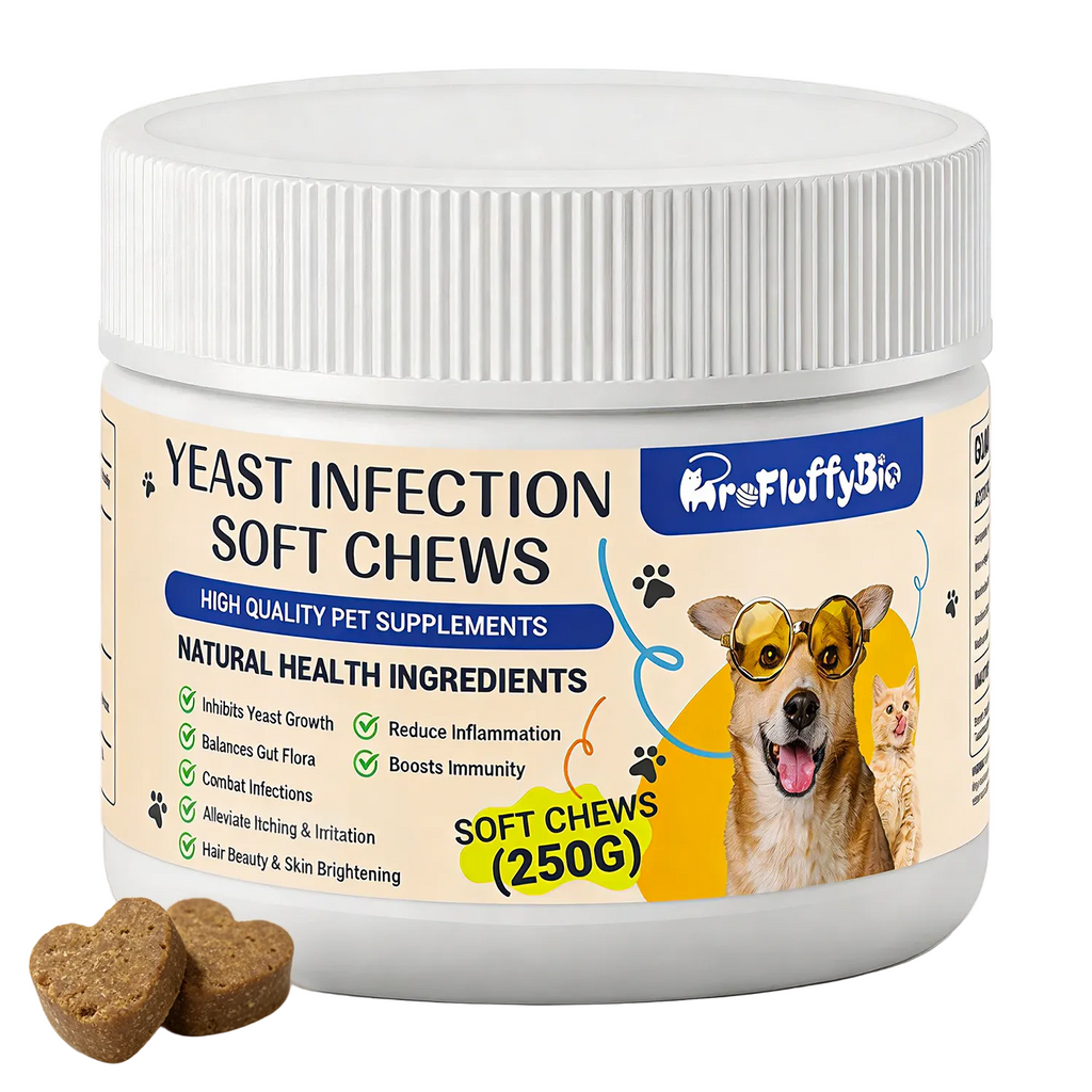 ProFluffyBio Natural Dog Yeast Infection Treatment - Itchy Skin & Ear Relief, Reduces Inflammation & Irritation, Soothes Allergy Symptoms - Herbal Supplement Soft Chews for Dogs' Healthy Itch Relief (250g)