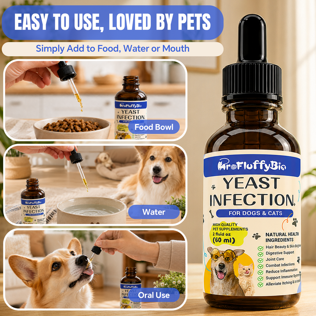 ProFluffyBio Dog Ear & Skin Relief Drops, Yeast Infection Treatment for Dogs –  60ml | Soothes Itching, Supports Healthy Ears & Skin, Allergy Relief for Puppies & Dogs