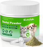 ProFluffyBio Dog&Cat Dental Powder - Food Topper for Fresh Breath & Clean Teeth - Gentle Formula for Sensitive Stomachs - Bacon Flavor Tartar Plaque Remover - Natural Oral Care for Dogs and Cats