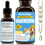ProFluffyBio Taurine Supplement for Dogs & Cats Liquid Drops Heart Healthy 60mL (1pack) Pets Daily Amino Acid Nutrition Supplement, 100mg Taurine /mL, Vision Support, Vitamins for Heart, Energy & Vitality