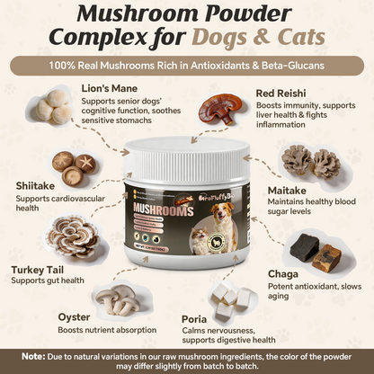 ProFluffyBio Turkey Tail Mushroom Powder For Dogs - For Lumps & Bumps, Immunity, Respiratory, Digestion & Cellular Health（150g）