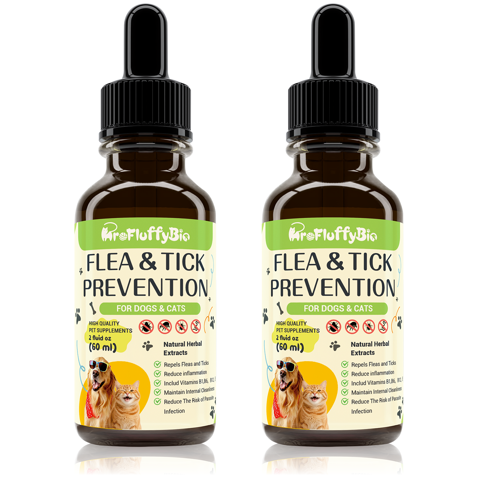 ProFluffyBio Chicken Flavor Pet Drops - Health Supplements for Dogs & Cats, All Sizes, Coat Health Support, Odor-Free, Easy Feeding for Daily Use, Plant-Based