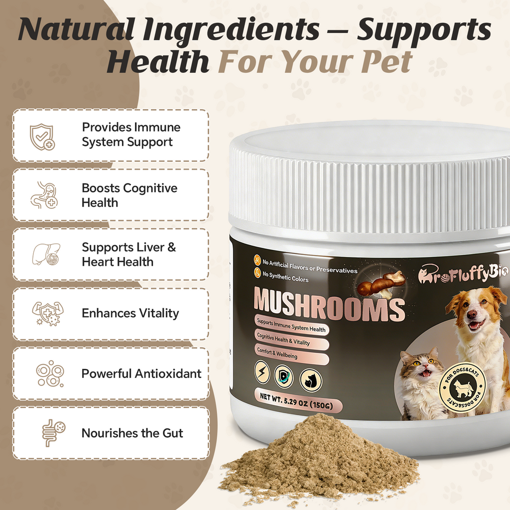 ProFluffyBio Turkey Tail Mushroom Powder For Dogs - For Lumps & Bumps, Immunity, Respiratory, Digestion & Cellular Health（150g）