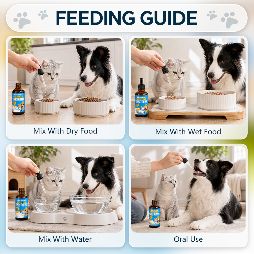 ProFluffyBio Taurine Supplement for Dogs & Cats Liquid Drops Heart Healthy 60mL (1pack) Pets Daily Amino Acid Nutrition Supplement, 100mg Taurine /mL, Vision Support, Vitamins for Heart, Energy & Vitality