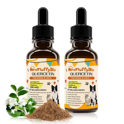 ProFluffyBio Natural Quercetin Antioxidant Edible Canine Nutritional Drops - 2 oz Vitamin Supplement for Skin & Ear Itch, Inflammation Relief, Canine Nutritional Supplement
