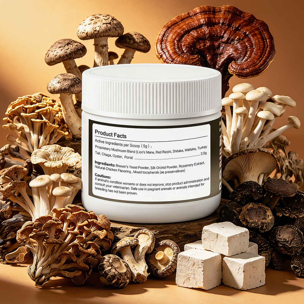 ProFluffyBio Turkey Tail Mushroom Powder For Dogs - For Lumps & Bumps, Immunity, Respiratory, Digestion & Cellular Health（150g）