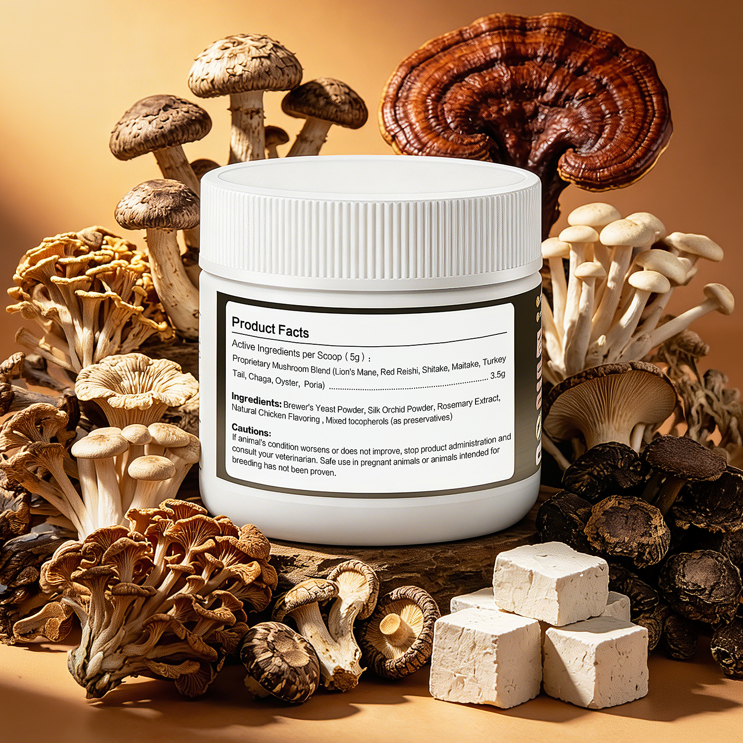 ProFluffyBio Turkey Tail Mushroom Powder For Dogs - For Lumps & Bumps, Immunity, Respiratory, Digestion & Cellular Health（150g）